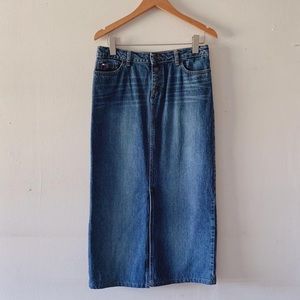 Y2K VINTAGE LOW RISE DENIM MAXI SKIRT